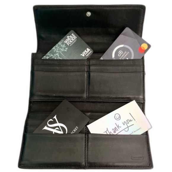 Coach Tri-fold Ashley Pleated Black Leather Wallet - Picture 3 of 6